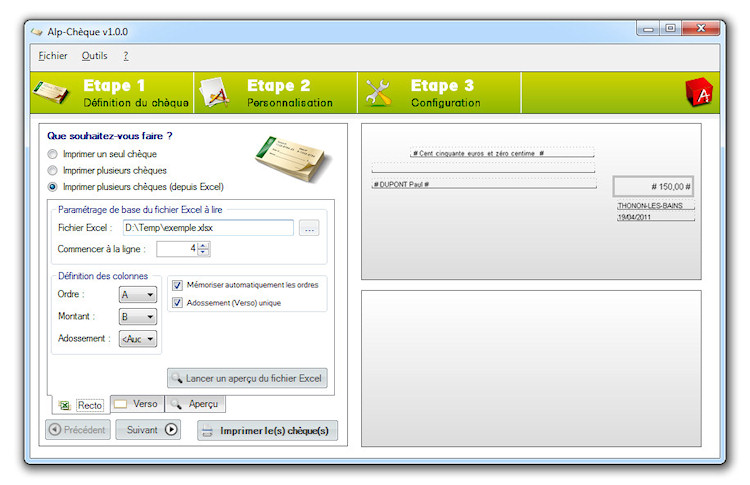 Paramètrage du fichier Excel