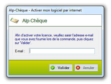 Saisie de l'e-mail