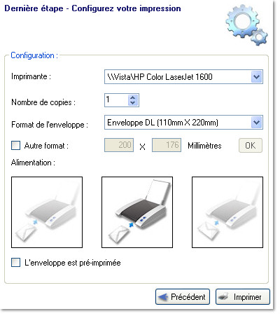 Charger l'enveloppe dans l'imprimante