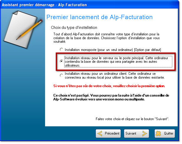Assistant premier démarrage - Alp-Facturation