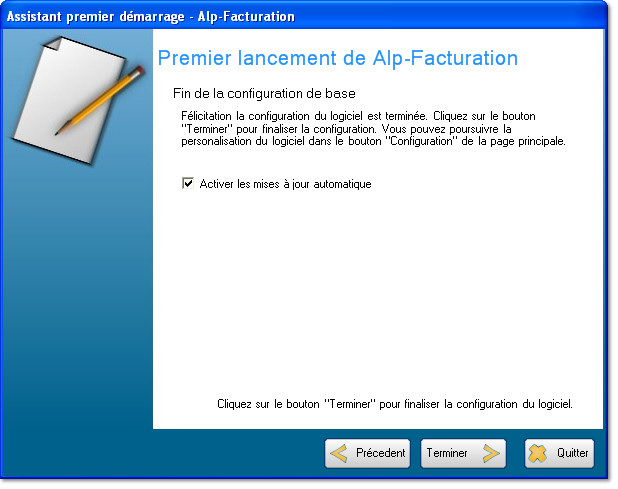 Assistant premier démarrage - Alp-Facturation