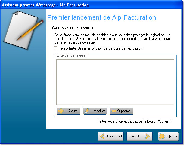 Assistant premier démarrage - Alp Facturation