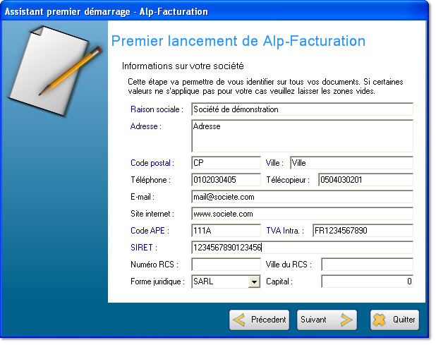 Assistant premier démarrage - Alp Facturation