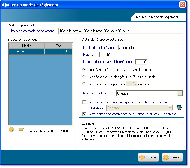 Ajouter un mode de règlement