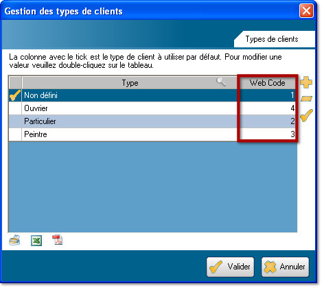 Gestion des types de clients