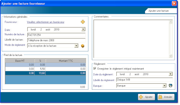 Ajouter une facture fournisseur