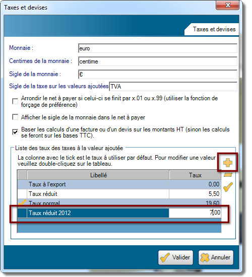 Taux de TVA à 7%